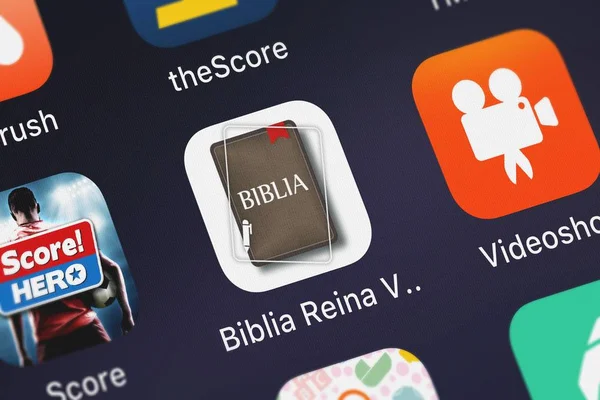 Лондон Великобритания Сентября 2018 Года Скриншот Мобильного Приложения Biblia Reina — стоковое фото