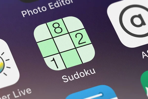 Londres Reino Unido Septiembre 2018 Primer Plano Del Icono Sudoku — Foto de Stock