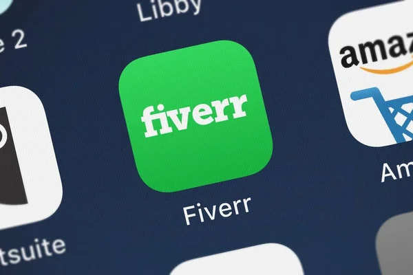London Wielka Brytania Września 2018 Fiverr Freelance Usług Aplikacji Mobilnej Obrazy Stockowe bez tantiem