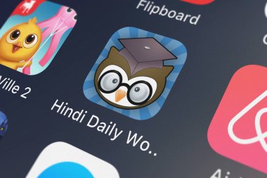 Bir iphone Ronald Bell Hintçe günlük Word simgesine Close-up London, Büyük Britanya - 29 Eylül 2018:.