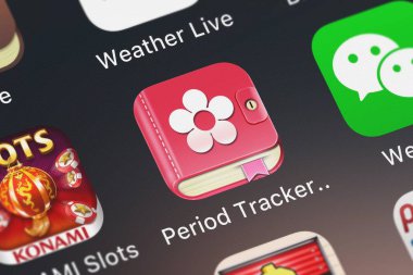 London, Büyük Britanya - 30 Eylül 2018: Screenshot-in hareket eden app Dönemi İzleyicisi dönemi takvimden Abishkking Limited..