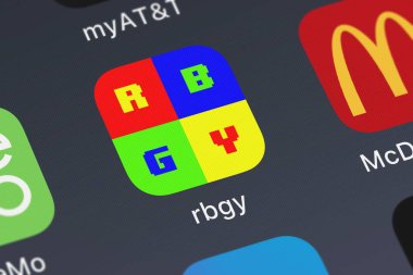 London, United Kingdom - September 29, 2018: Close-up shot of the rbgy mobile app from App Holdings.
