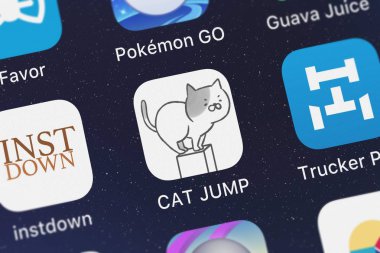 London, Büyük Britanya - 30 Eylül 2018: Screenshot-in Magicant, Inc's mobil app kedi atlamak Gekiyuru aksiyon oyunu.