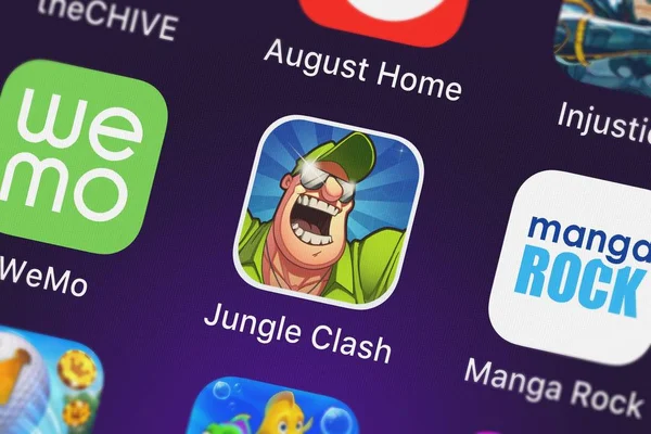 London Verenigd Koninkrijk September 2018 Jungle Clash Mobiele App Van — Stockfoto