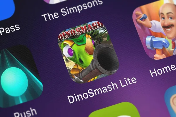 Londýn Velká Británie Září 2018 Screenshot Dinosmash Lite Mobilní Aplikace — Stock fotografie