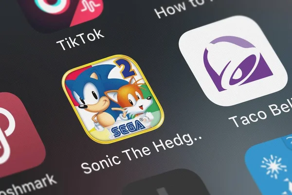 London Wielka Brytania Września 2018 Zbliżenie Sonic Hedgehog Classic Ikony — Zdjęcie stockowe