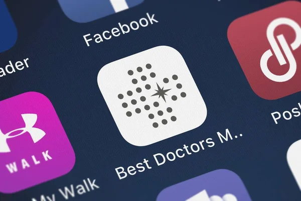 Iphone Teladoc から最高の医師メンバー アプリ アプリケーション アイコンのロンドン イギリス 2018 クローズ アップ — ストック写真