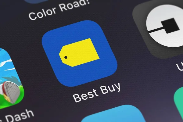 Лондон Великобританія Вересня 2018 Закри Постріл Best Buy Значок Програми — стокове фото