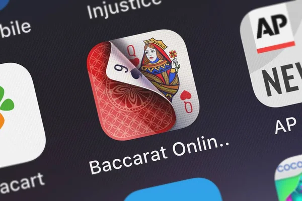 London, Büyük Britanya - 30 Eylül 2018: Screenshot-in hareket eden app Bakara Online: Kamagames üzerinden Baccarist.