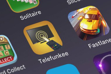 London, Büyük Britanya - 01 Ekim 2018: Close-up Telefunkee: yohan teixeira bir iphone üzerinde uzak Telefunken simgesinden.