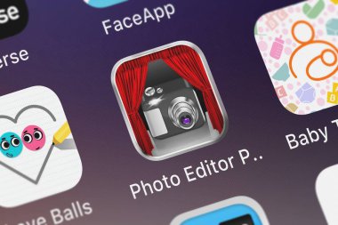 London, Büyük Britanya - 30 Eylül 2018: ekran görüntüsü Pop-ok.com'ın mobil uygulaması Photo Editor Pro Lite.