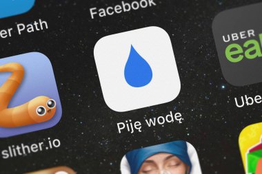 London, Büyük Britanya - 30 Eylül 2018: Close-up şalla wod - monitoruj nawodnienie organizmu, dbaj o rodowisko ben oszczdzaj pienidze simgesinden Futuremind bir iphone üzerinde. 
