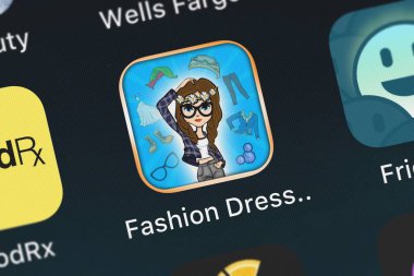 London, Büyük Britanya - 30 Eylül 2018: ekran görüntüsü Vzo entertainment'ın mobil app My Fashion Dress-Up albüm - eğlenceli kız makyaj Güzellik Salonu oyunları.