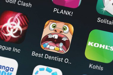 London, Büyük Britanya - 30 Eylül 2018: ekran psiko ayı Studios simgesi bir iphone üzerinde en iyi diş hekimi Office mobil App.