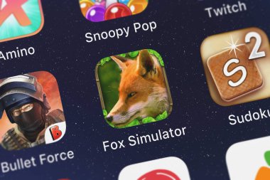 London, Büyük Britanya - 30 Eylül 2018: yakın çekim çekim Gluten Ücretsiz Oyunlar'ın popüler uygulaması Fox simülatörü.