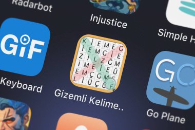 London, Büyük Britanya - 30 Eylül 2018: Gizemli Kelime: bir iphone ekranında Kelime Oyunu hareket eden app Alrazy Labs.