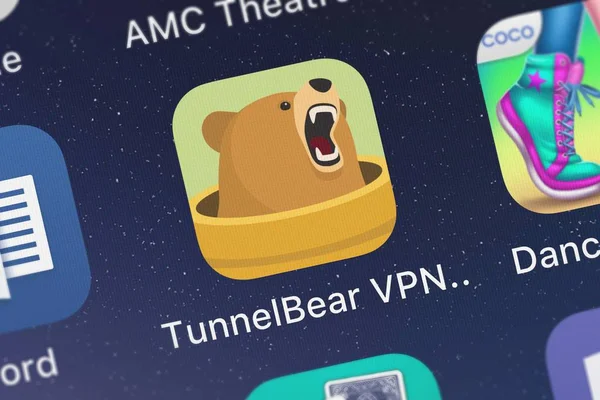 株式会社 Tunnelbear Tunnelbear Vpn Wifi プロキシ携帯アプリのロンドン イギリス 2018 クローズ アップ — ストック写真