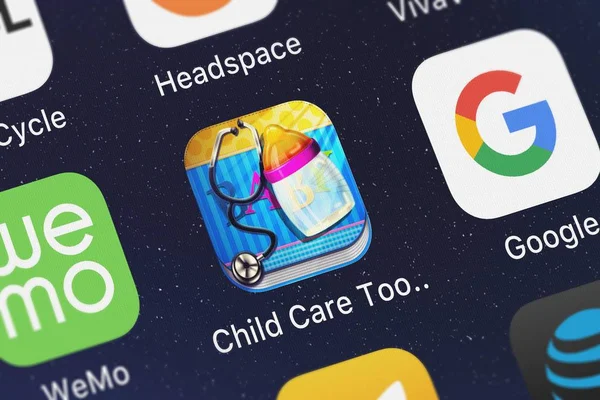 London Wielka Brytania Października 2018 Dziecko Opieki Tool Lite Aplikacji — Zdjęcie stockowe