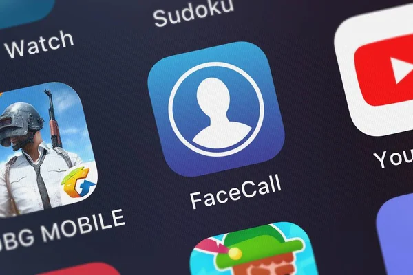 London Wielka Brytania Września 2018 Zbliżenie Ikony Facecall Dla Facetime — Zdjęcie stockowe