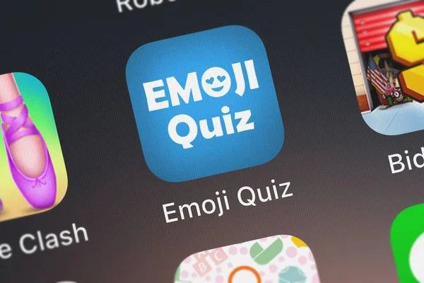 Лондон Великобритания Сентября 2018 Года Икона Мобильного Приложения Emoji Quiz — стоковое фото