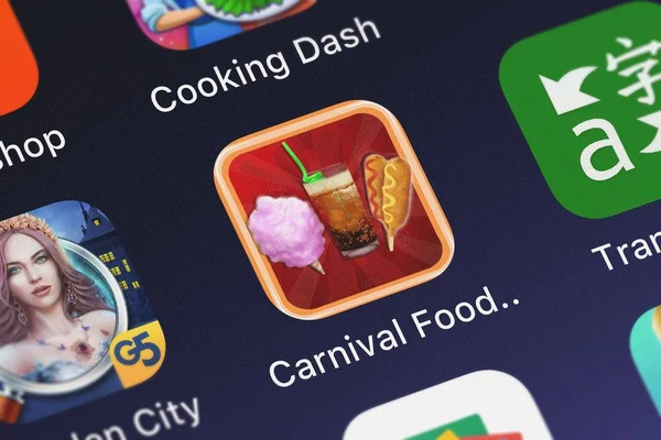 London Wielka Brytania Września 2018 Carnival Jedzenie Mania Aplikacji Mobilnej — Zdjęcie stockowe