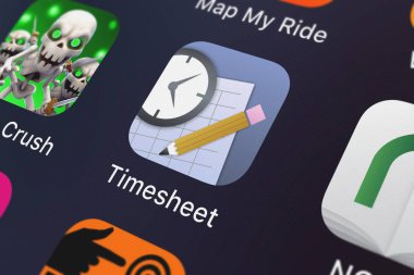 London, Büyük Britanya - 30 Eylül 2018: simge mobil App zaman çizelgesi - saat saat izci aras tren Productions bir iphone üzerinde.