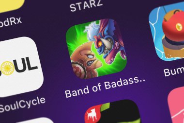 London, Büyük Britanya - 30 Eylül 2018: yakın çekim shot kötüler Band mobil App ne (oyunları).