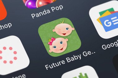 London, Büyük Britanya - 30 Eylül 2018: Screenshot-in gelecek bebek jeneratör - Your Baby Predictor mobil app iphone üzerinde Ankit Mistri simgesinden.
