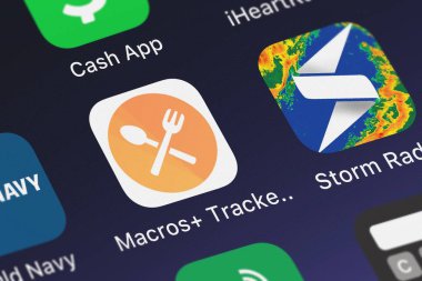 London, Büyük Britanya - 01 Ekim 2018: simge mobil App My makrolar + izleyicisini w kalori üzerinden Clearwater Apps iphone üzerinde.