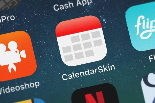 Londýn Velká Británie Září 2018 Close Shot Ikony Aplikace Calendarskin — Stock fotografie