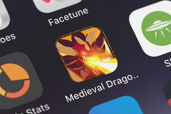 Londres Reino Unido Septiembre 2018 Icono Aplicación Móvil Medieval Dragon — Foto de Stock