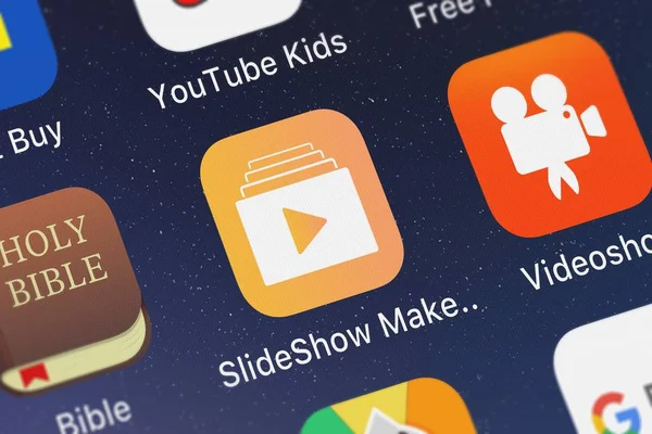 Лондон Великобритания Сентября 2018 Года Икона Мобильного Приложения Slideshow Maker — стоковое фото