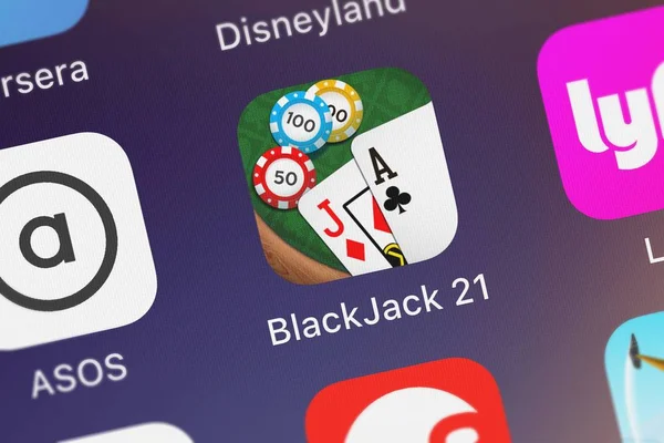 Londres Reino Unido Octubre 2018 Captura Pantalla Aplicación Móvil Blackjack — Foto de Stock