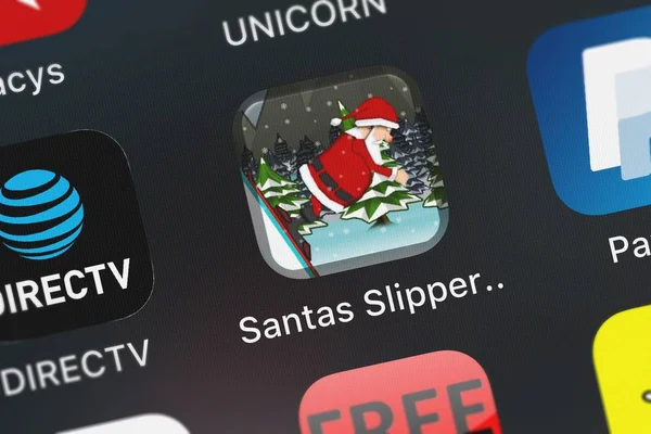 London United Kingdom September 2018 Icon Mobile App Santa Slippery — Stock Photo, Image