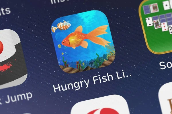 Iphone 上からポップ Com 空腹魚ライト アイコンのロンドン イギリス 2018 クローズ アップ — ストック写真