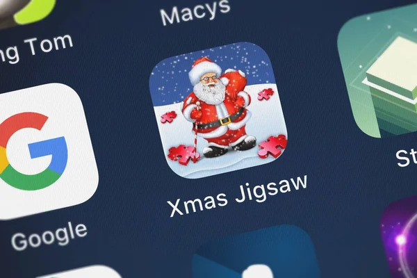 London United Kingdom October 2018 Close Shot Xmas Jigsaw Application — Stock Photo, Image