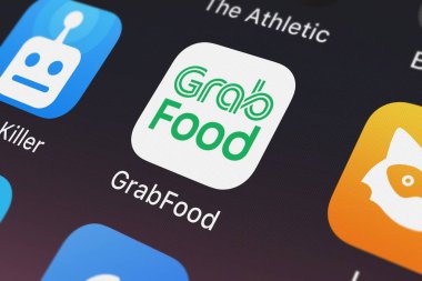 London, United Kingdom - October 02, 2018: Screenshot of the mobile app GrabFood - Food Delivery App from Grab.com. clipart