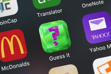 London, Büyük Britanya - 02 Ekim 2018: Mobil App simgesi tahmin-Jorge Gregorio Martin Bello bir iPhone üzerinden Birthstones.