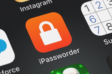 London, Büyük Britanya - 02 Ekim 2018: Screenshot-in ipassworder Dmitrij Vinokurov simgesi bir iPhone App mobil app ipad için.