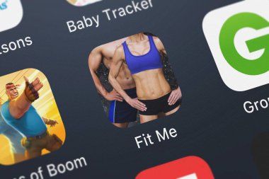 London, Büyük Britanya - 02 Ekim 2018: Mobil App simgesi benim - Fitness Egzersiz evde ücretsiz Greentomatomedia bir iphone üzerinde uygun.