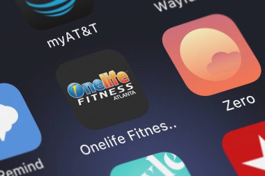 London, Büyük Britanya - 02 Ekim 2018: ekran görüntüsü Netpulse Inc.'in mobil uygulaması Onelife Fitness Atlanta.