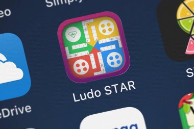 London, United Kingdom - October 01, 2018: Screenshot of the Ludo STAR mobile app from Gameberry Labs icon on an iPhone. clipart
