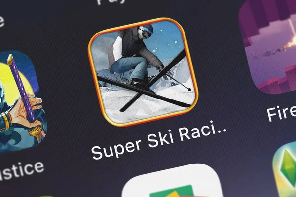 Londýn Velká Británie Října 2018 Ikona Mobilní Aplikace Super Ski — Stock fotografie