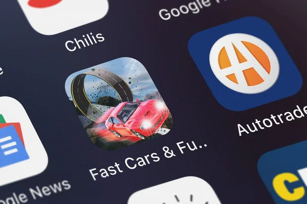 London United Kingdom October 2018 Screenshot Mobile App Fast Cars — Stock Photo, Image
