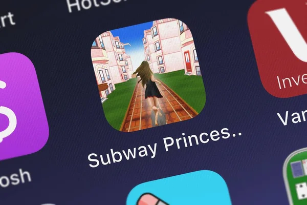 地下鉄プリンセス サーフ実行携帯アプリ Iphone 上ハン グエン アイコンからのロンドン イギリス 2018 スクリーン ショット — ストック写真
