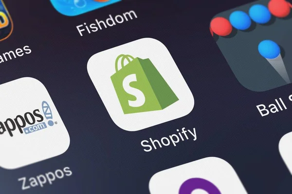 Лондон Великобританія Жовтня 2018 Скріншот Shopify Inc Програм Мобільних Пристроїв — стокове фото