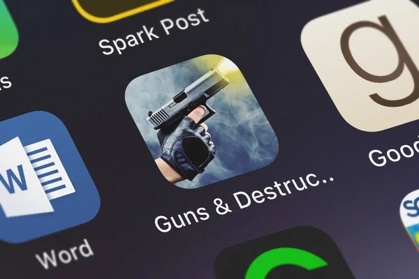 London United Kingdom October 2018 Guns Destruction Mobile App Kaufcom — Stock Photo, Image