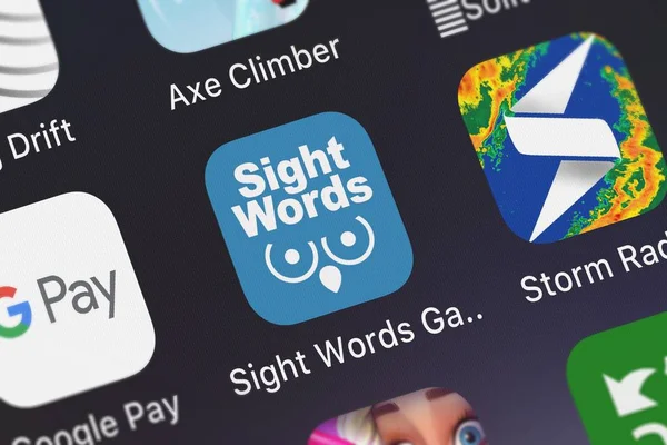 Лондон Великобритания Октября 2018 Года Скриншот Мобильного Приложения Sight Words — стоковое фото