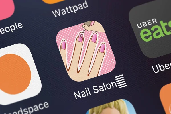 Londres Reino Unido Outubro 2018 Close Ícone Aplicativo Nail Salon — Fotografia de Stock