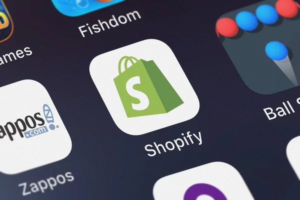 London Wielka Brytania Października 2018 Zrzut Ekranu Shopify Inc Aplikacji Zdjęcie Stockowe